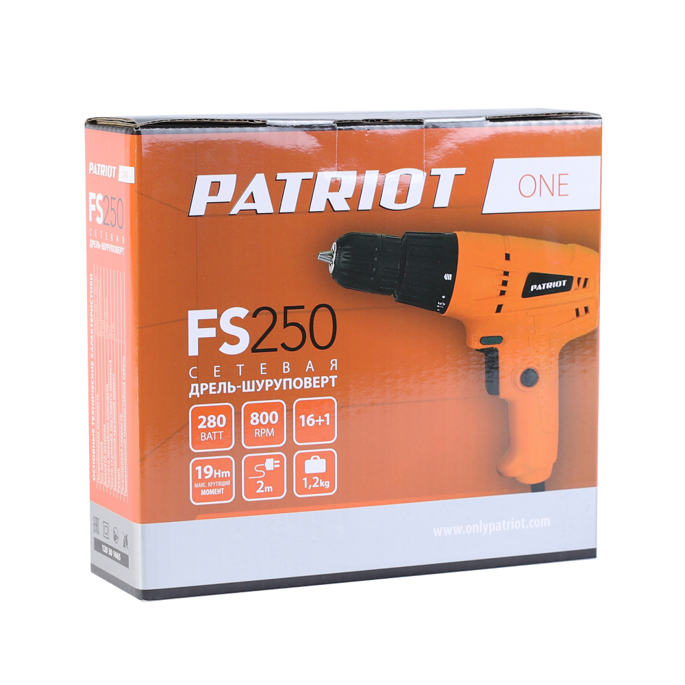 Дрель-шуруповерт сетевая PATRIOT FS 250, 1 скор., мощность 280 Вт, макс. крутящий момент 19 Нм, быстрозажимной патрон МОТОУДАЧА. Магазин мототехники и садового инвентаря  в Калуге