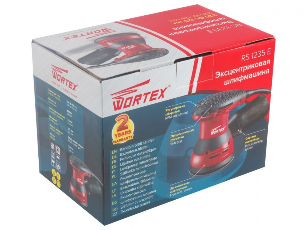Эксцентриковая шлифмашина WORTEX RS 1235 E в кор. 320 Вт, 125 мм, 6000 - 14000 об/мин Мотоудача. Магазин садового инвентаря и техники в Калуге