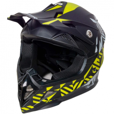 Шлем мото кроссовый HIZER 211 #2 (M)  black/green (подростковый) Мотоудача. Магазин садового инвентаря и техники в Калуге
