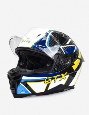 Шлем мото интеграл GTX 910SV #1 (L) BLUE-WHITE Мотоудача. Магазин садового инвентаря и техники в Калуге