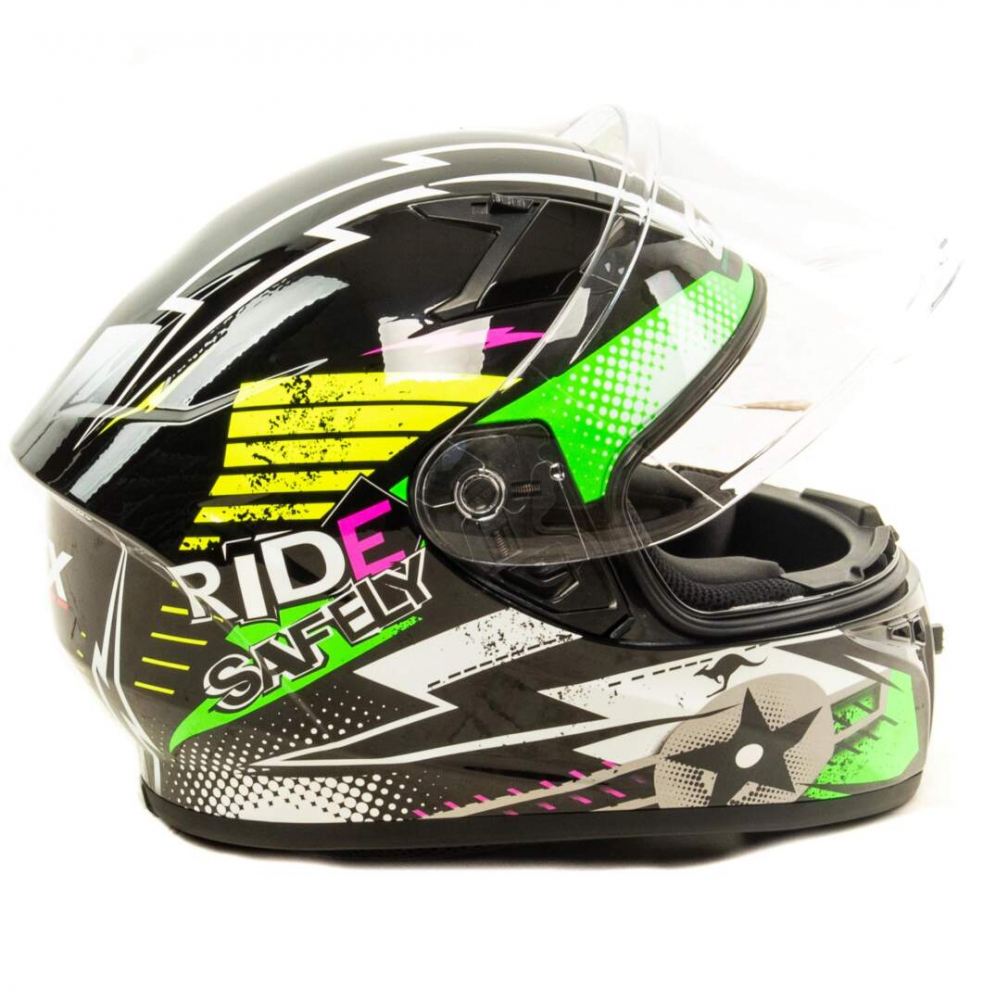 Шлем мото интеграл GTX 578S #1 (M) BLACK / FLUO GREEN YELLOW подростковый Мотоудача. Магазин садового инвентаря и техники в Калуге