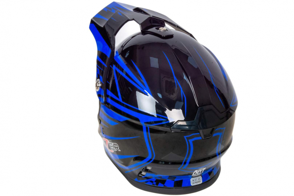 Шлем мото кроссовый HIZER B6196 #2 (XL) black/blue Мотоудача. Магазин садового инвентаря и техники в Калуге