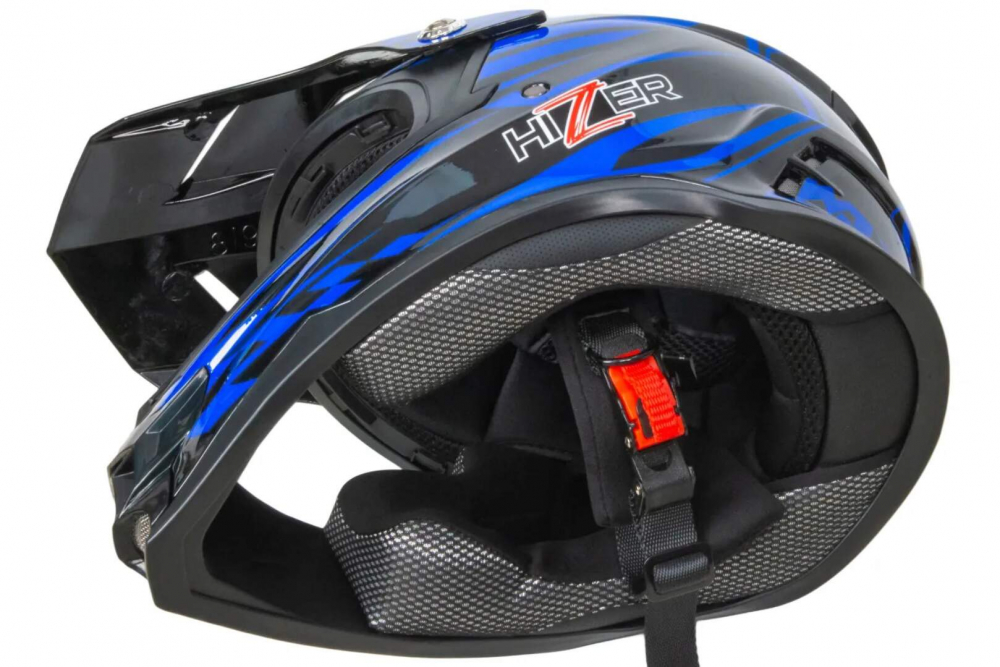 Шлем мото кроссовый HIZER B6196 #2 (XL) black/blue Мотоудача. Магазин садового инвентаря и техники в Калуге