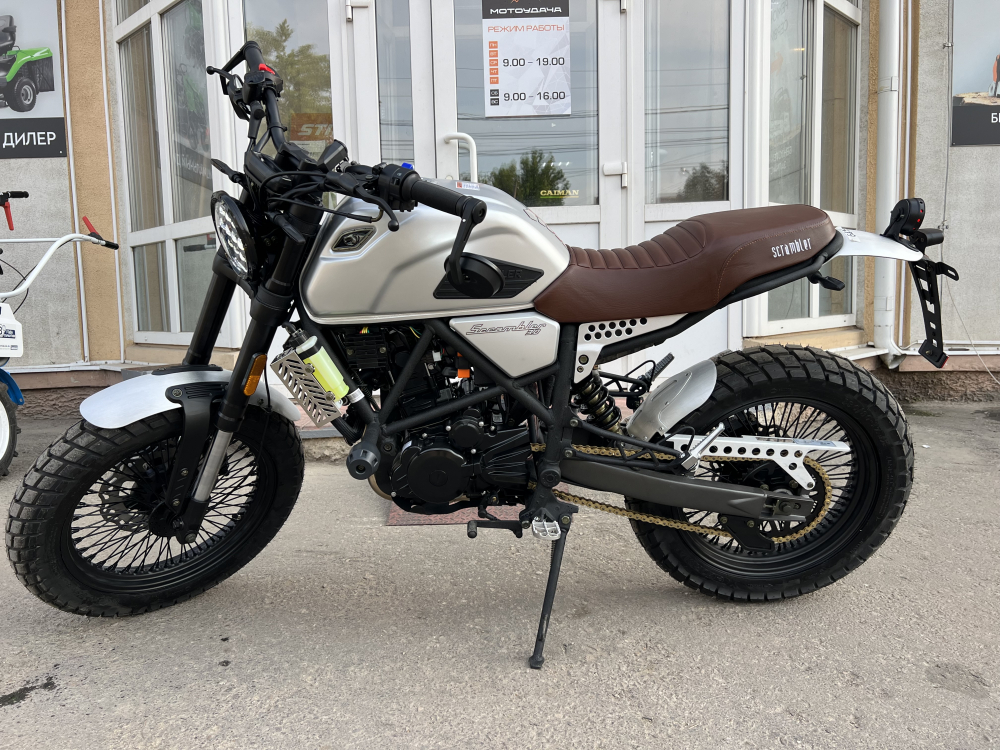 МОТОЦИКЛ FUEGO Scrambler 300-174 (СЕРЕБРО, 72 СПИЦЫ) 26 л.с МОТОУДАЧА. Магазин мототехники и садового инвентаря с доставкой по всей России