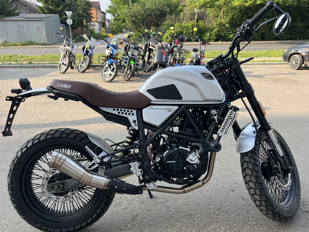 МОТОЦИКЛ FUEGO Scrambler 300-174 (СЕРЕБРО, 72 СПИЦЫ) 26 л.с МОТОУДАЧА. Магазин мототехники и садового инвентаря с доставкой по всей России