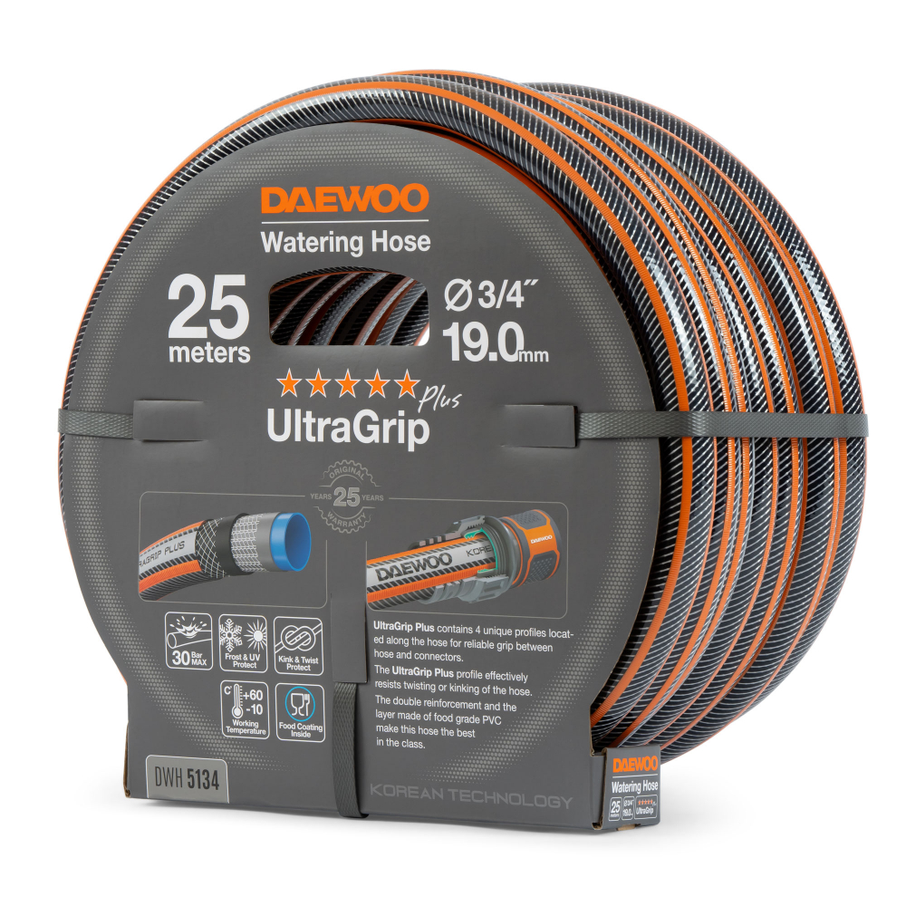 Шланг UltraGrip  диаметром 3/4" (19мм), длина 25 метров  DAEWOO МОТОУДАЧА. Магазин мототехники и садового инвентаря  в Калуге