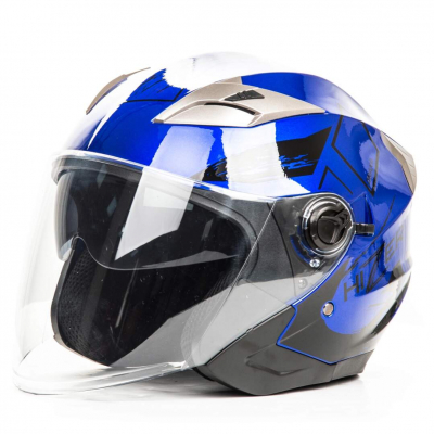 Шлем мото открытый HIZER B208 (L) #3 blue/black (2 визора) МОТОУДАЧА. Магазин мототехники и садового инвентаря с доставкой по всей России