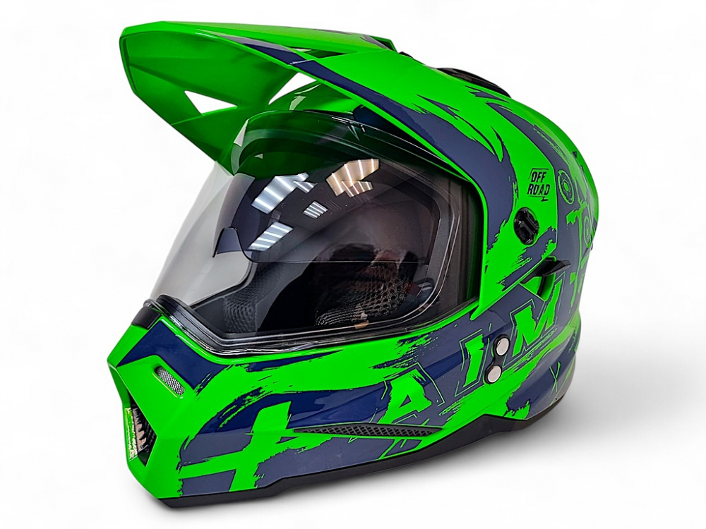 Шлем детский AiM JK802Y Green/Blue, Y/M МОТОУДАЧА. Магазин мототехники и садового инвентаря в Калуге