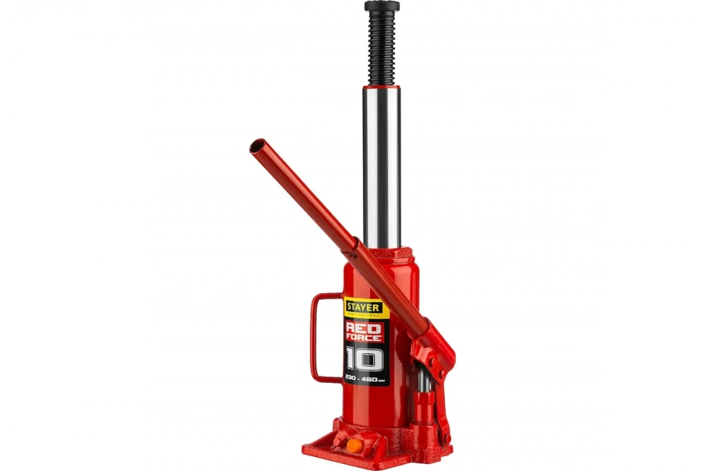 Домкрат STAYER RED FORCE, 10 т, 230 - 460 мм, бутылочный гидравлический домкрат, Professional (43160-10) МОТОУДАЧА. Магазин мототехники и садового инвентаря в Калуге