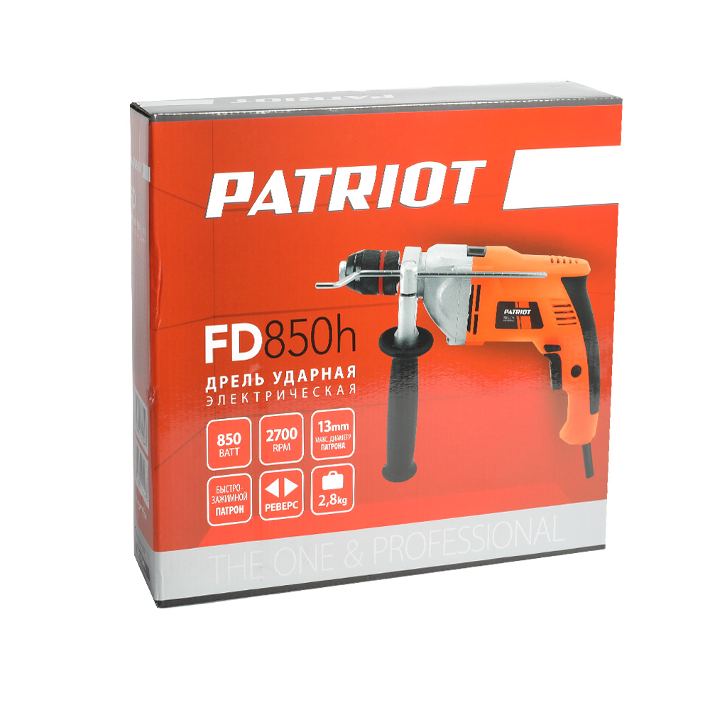 Дрель электрическая ударная PATRIOT FD 850h, с ударом, мощность 850Вт,0-2700об/мин,43200 уд/мин, макс.диаметр 13мм, глубиномер + дополнительная ручка МОТОУДАЧА. Магазин мототехники и садового инвентаря в Калуге