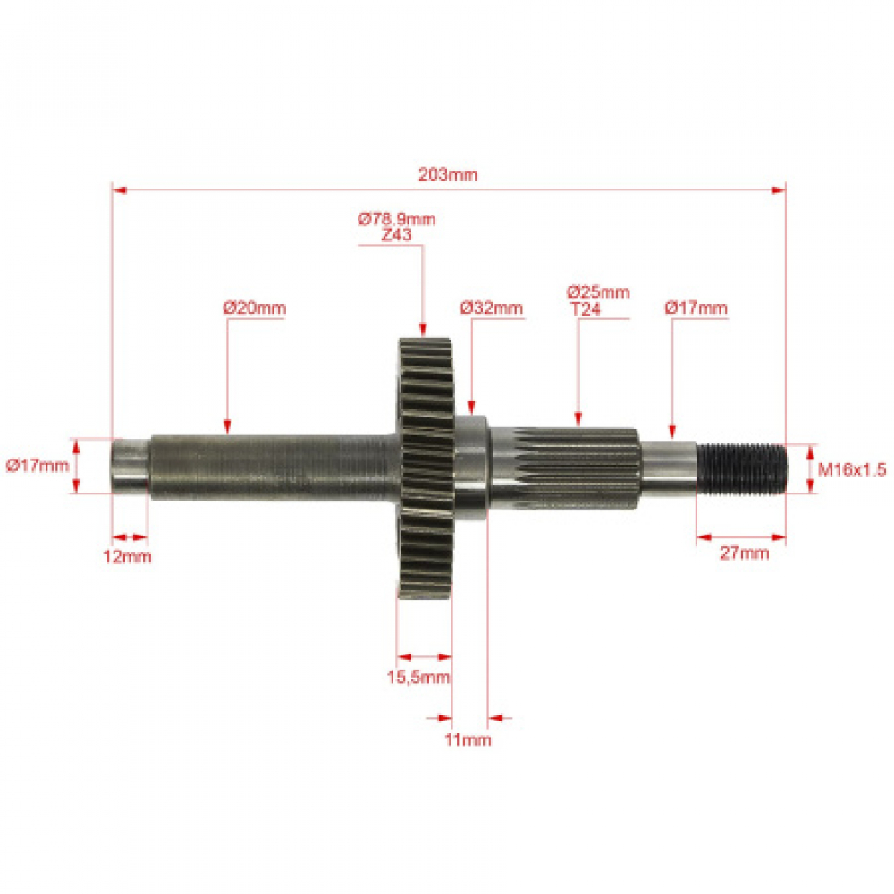 Вал редуктора вторичный двиг. 1P63QML (180cc) МОТОУДАЧА. Магазин мототехники и садового инвентаря в Калуге