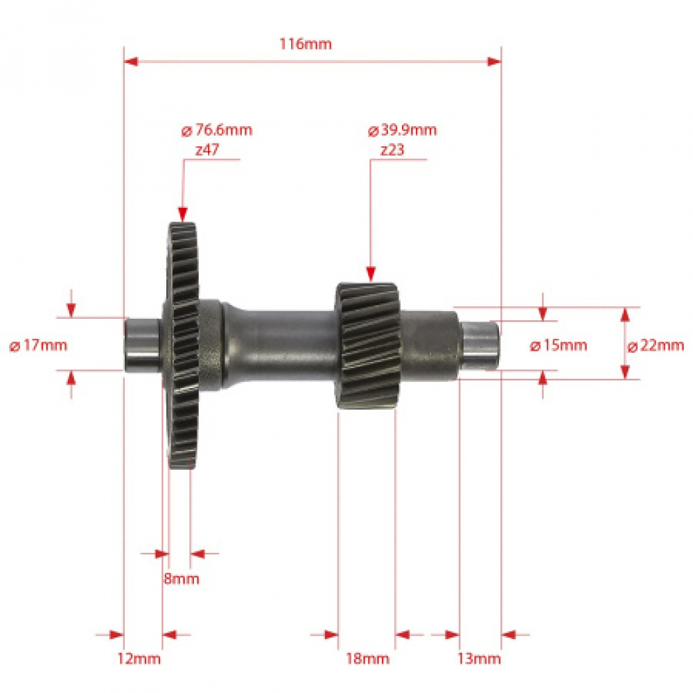 Вал редуктора промежуточный двиг. 1P63QML (180cc) МОТОУДАЧА. Магазин мототехники и садового инвентаря в Калуге