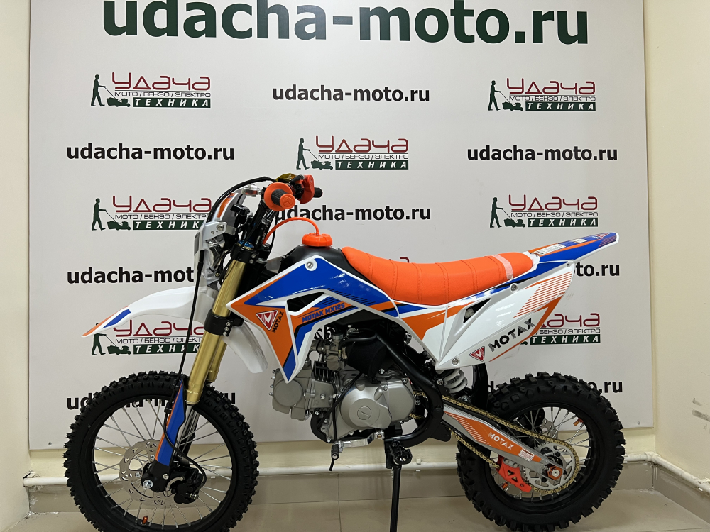 Питбайк MOTAX MX 125 (17/14) черный-белый-оранжевый МОТОУДАЧА. Магазин мототехники и садового инвентаря с доставкой по всей России