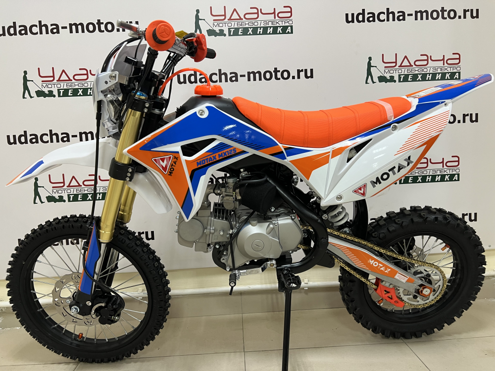 Питбайк MOTAX MX 125 (17/14) черный-белый-оранжевый МОТОУДАЧА. Магазин мототехники и садового инвентаря с доставкой по всей России
