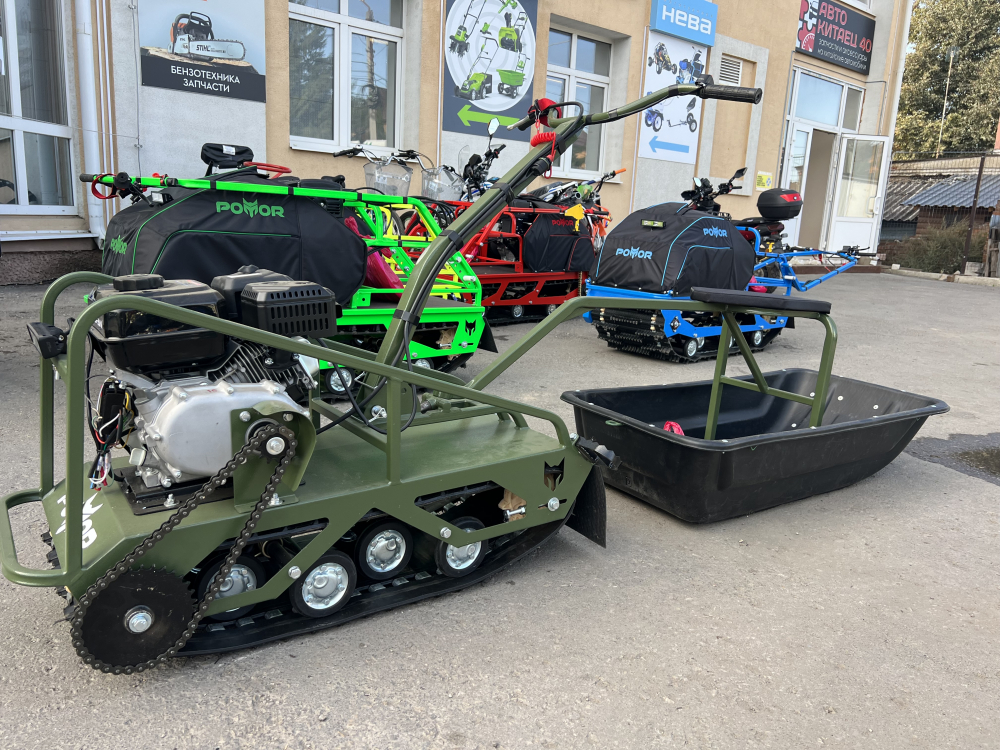 Мотобуксировщик POMOR Х-1 PRO К-7.5(8) зелёный МОТОУДАЧА. Магазин мототехники и садового инвентаря с доставкой по всей России