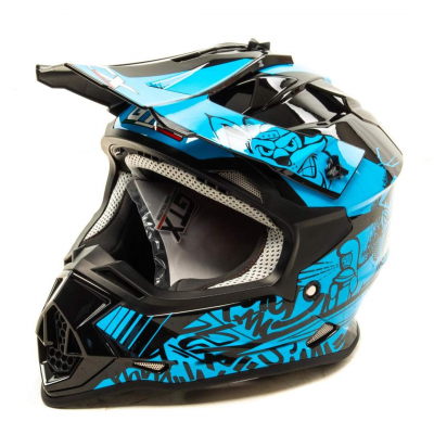 Шлем мото кроссовый GTX 632S #3 (L) BLACK / BLUE детский (53-54) МОТОУДАЧА. Магазин мототехники и садового инвентаря с доставкой по всей России