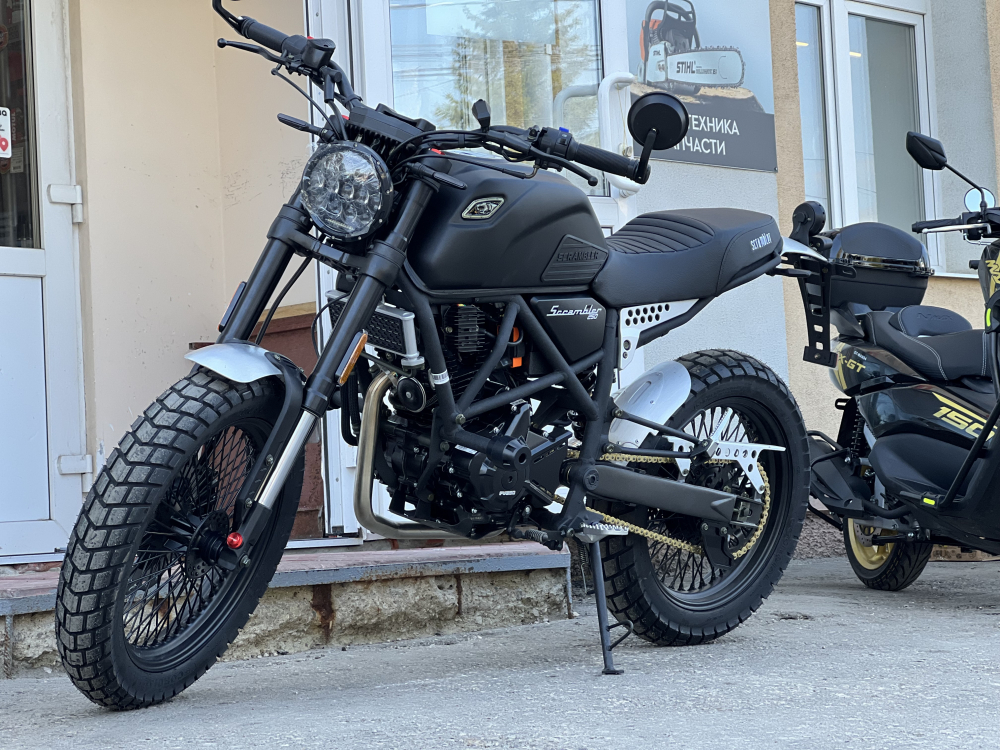 МОТОЦИКЛ FUEGO SCRAMBLER AIR-171 (ЧЕРНЫЙ) МОТОУДАЧА. Магазин мототехники и садового инвентаря с доставкой по всей России
