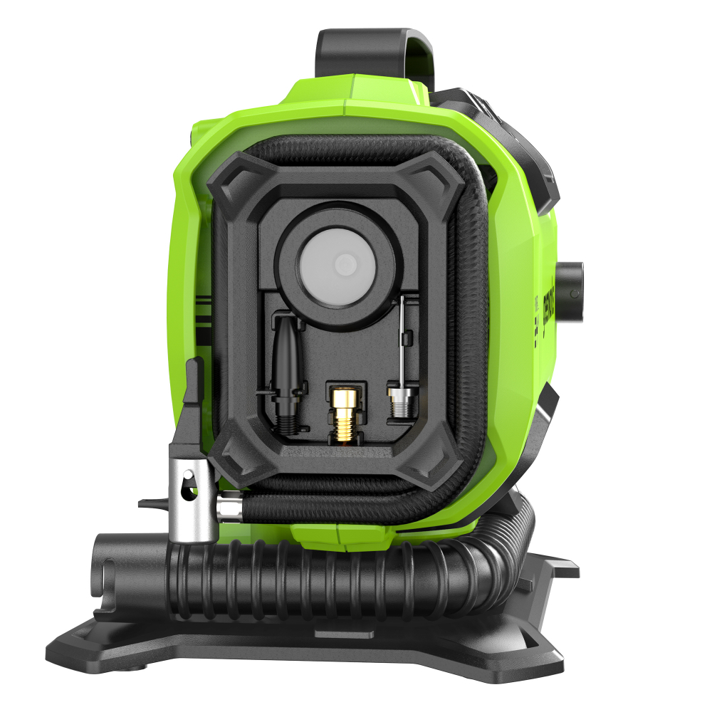 Компрессор автомобильный аккумуляторный Greenworks Арт. 3400807, 24V / 12V (от сети автомобиля), без МОТОУДАЧА. Магазин мототехники и садового инвентаря с доставкой по всей России