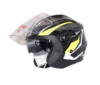 Мотошлем RACER BLD-708 (XL) черный/желтый (9) открытый, визор МОТОУДАЧА. Магазин мототехники и садового инвентаря с доставкой по всей России