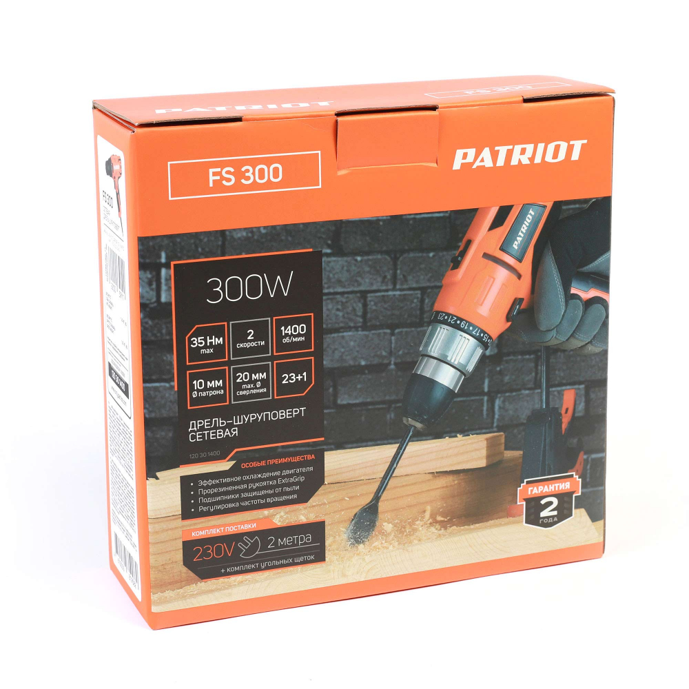 Дрель-шуруповерт сетевая PATRIOT Expert FS 300, 2 скор., мощность 300 Вт, макс. крутящий момент 35 Н МОТОУДАЧА. Магазин мототехники и садового инвентаря с доставкой по всей России