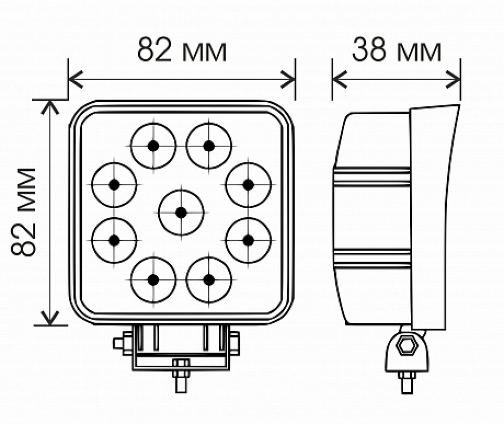 Светодиодная фара WL-132F (ближн. свет, кв. мет. корп. 9 LED по кругу, 27W) МОТОУДАЧА. Магазин мототехники и садового инвентаря с доставкой по всей России