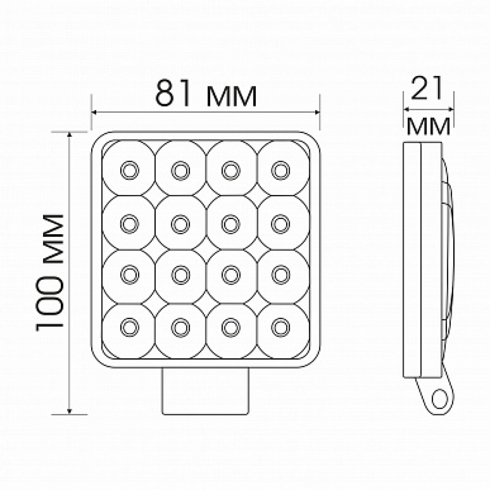Светодиодная фара WL-147CF (ближн. свет, кв. пл. корп. 16 LED, 18W) МОТОУДАЧА. Магазин мототехники и садового инвентаря с доставкой по всей России