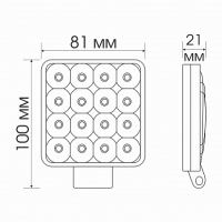 Светодиодная фара WL-147CF (ближн. свет, кв. пл. корп. 16 LED, 18W) МОТОУДАЧА. Магазин мототехники и садового инвентаря с доставкой по всей России