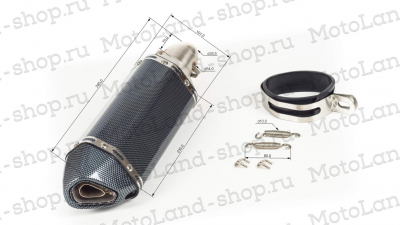 Глушитель AKRAPOVIC  #4 (L=370) шестигранный карбон МОТОУДАЧА. Магазин мототехники и садового инвентаря с доставкой по всей России