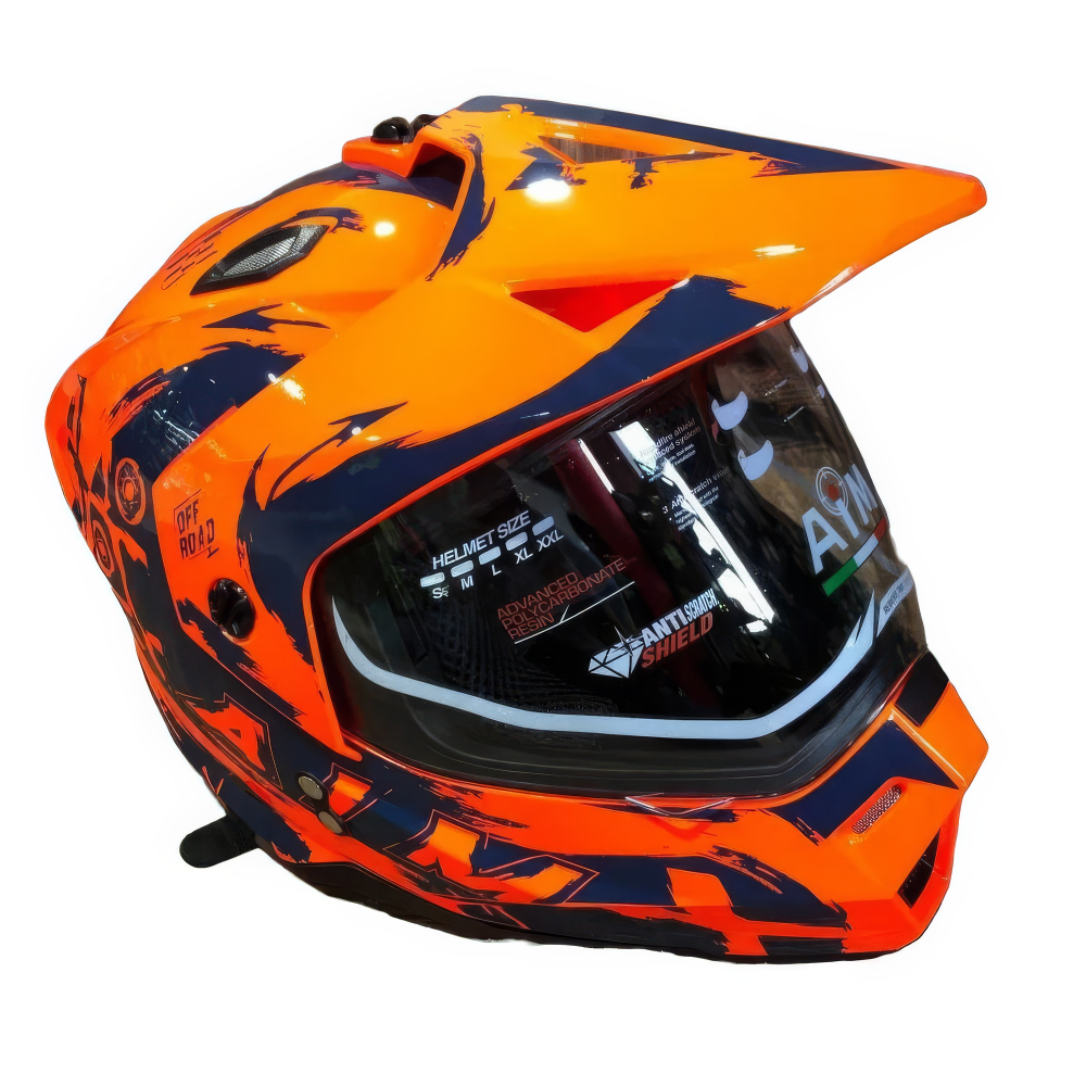 Шлем детский AiM JK802Y Orange/Blue, Y/S МОТОУДАЧА. Магазин мототехники и садового инвентаря с доставкой по всей России