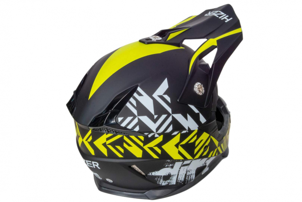 Шлем мото кроссовый HIZER 211 #2 (M)  black/green (подростковый) МОТОУДАЧА. Магазин мототехники и садового инвентаря с доставкой по всей России