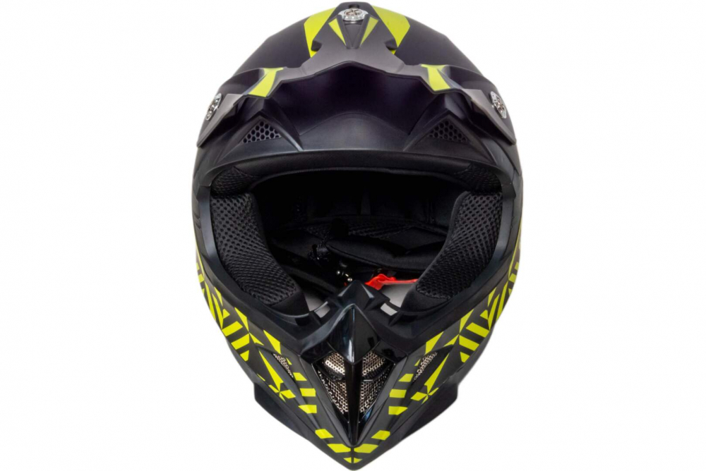 Шлем мото кроссовый HIZER 211 #2 (L)  black/green (подростковый) МОТОУДАЧА. Магазин мототехники и садового инвентаря с доставкой по всей России