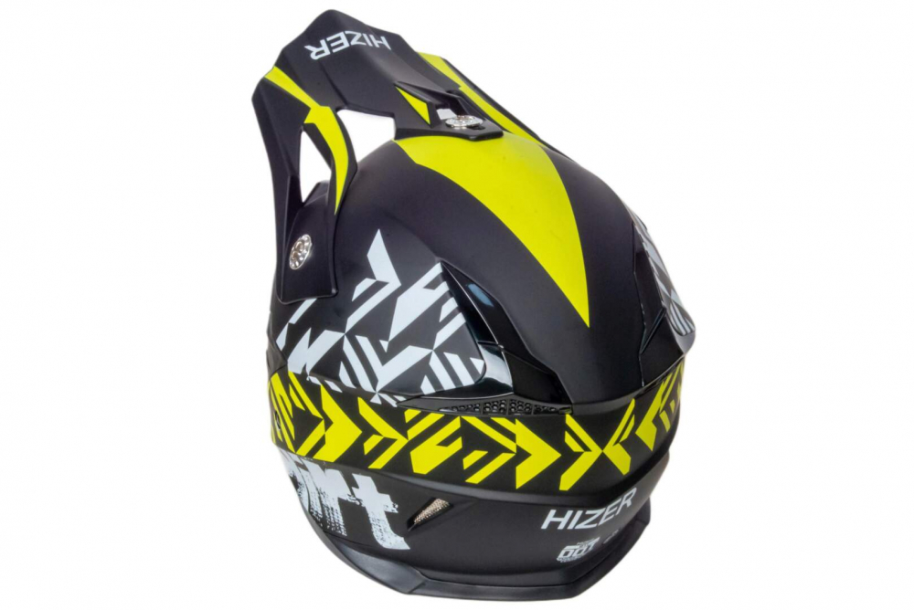 Шлем мото кроссовый HIZER 211 #2 (L)  black/green (подростковый) МОТОУДАЧА. Магазин мототехники и садового инвентаря с доставкой по всей России