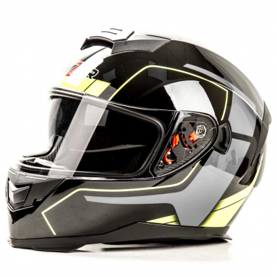 Шлем мото интеграл HIZER J5318 #1 (M)  black/yellow (2 визора) МОТОУДАЧА. Магазин мототехники и садового инвентаря с доставкой по всей России