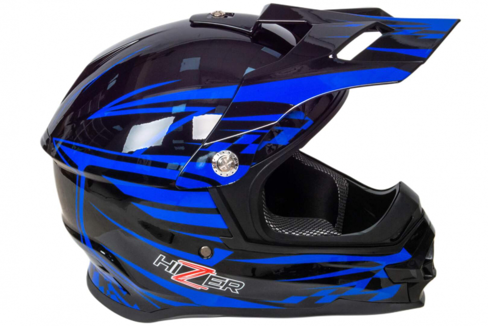 Шлем мото кроссовый HIZER B6196 #2 (L) black/blue МОТОУДАЧА. Магазин мототехники и садового инвентаря с доставкой по всей России