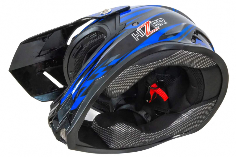 Шлем мото кроссовый HIZER B6196 #2 (L) black/blue МОТОУДАЧА. Магазин мототехники и садового инвентаря с доставкой по всей России
