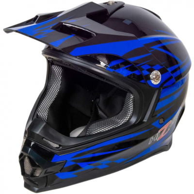 Шлем мото кроссовый HIZER B6196 #2 (XL) black/blue МОТОУДАЧА. Магазин мототехники и садового инвентаря с доставкой по всей России