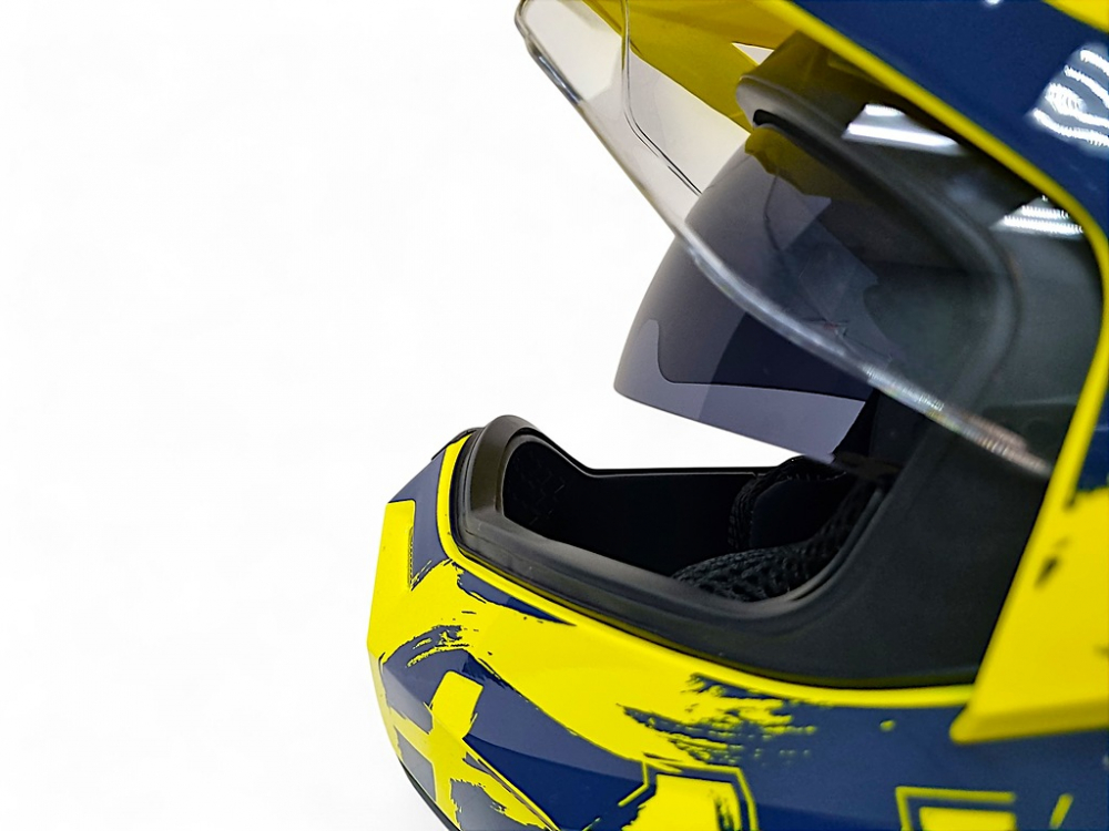 Шлем детский AiM JK802Y Yellow/Blue, Y/M МОТОУДАЧА. Магазин мототехники и садового инвентаря с доставкой по всей России