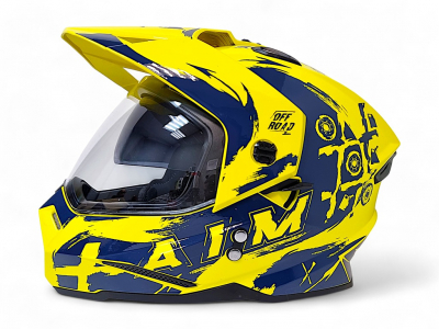 Шлем детский AiM JK802Y Yellow/Blue, Y/L МОТОУДАЧА. Магазин мототехники и садового инвентаря с доставкой по всей России