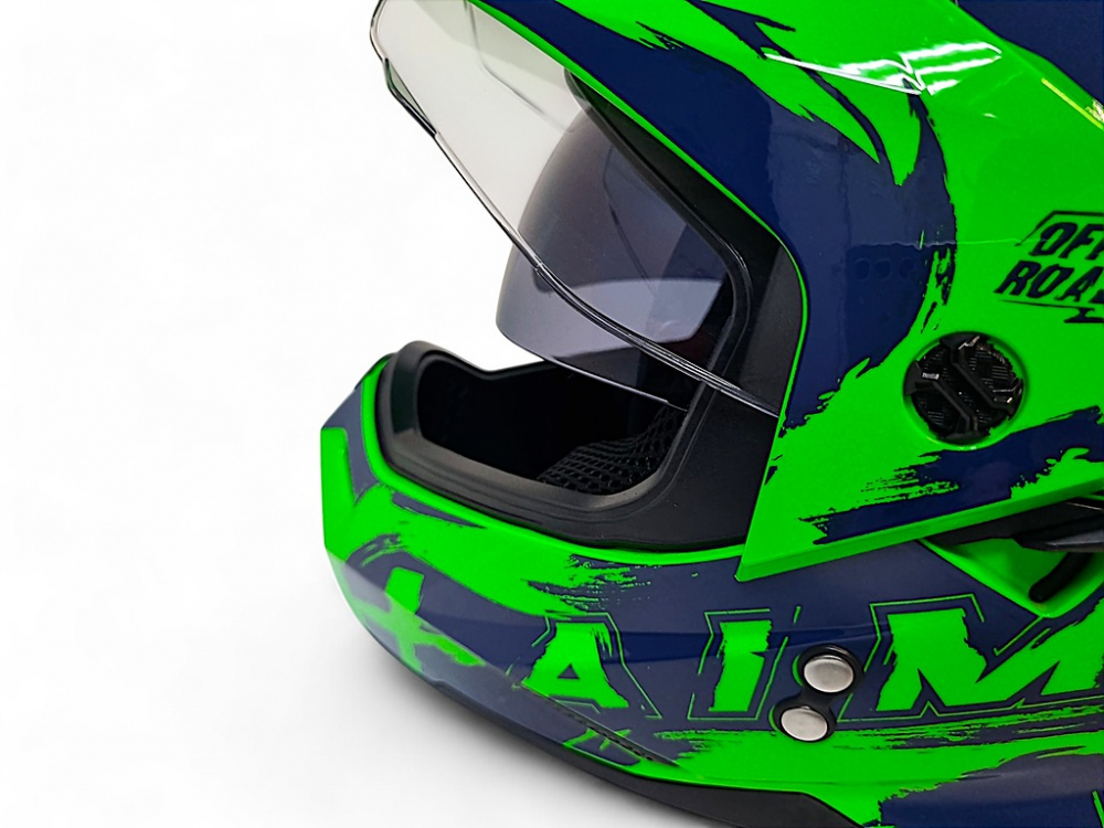 Шлем детский AiM JK802Y Green/Blue, Y/S МОТОУДАЧА. Магазин мототехники и садового инвентаря с доставкой по всей России