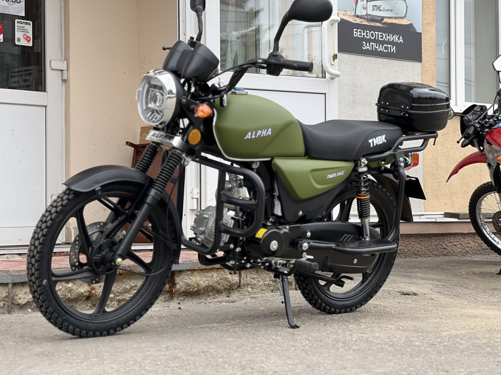 Мопед TMBK ALFA 50см3 (110) Army Green Армейский Зелёный МОТОУДАЧА. Магазин мототехники и садового инвентаря с доставкой по всей России
