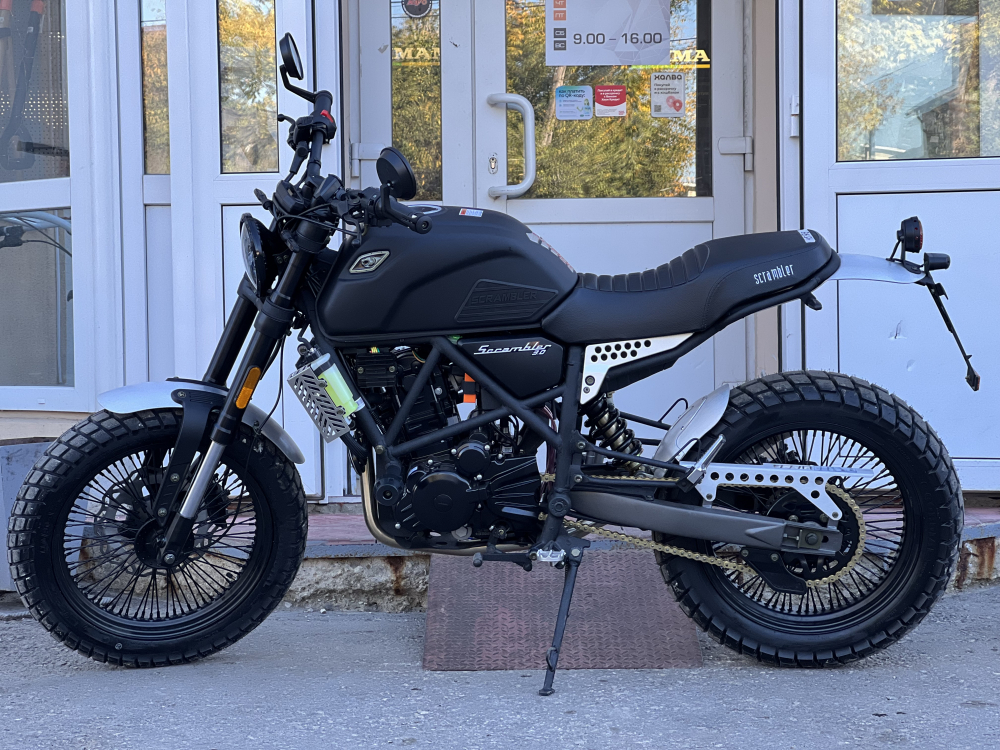 МОТОЦИКЛ FUEGO SCRAMBLER 300 – 174 (ЧЕРНЫЙ, 72 СПИЦЫ) МОТОУДАЧА. Магазин мототехники и садового инвентаря с доставкой по всей России