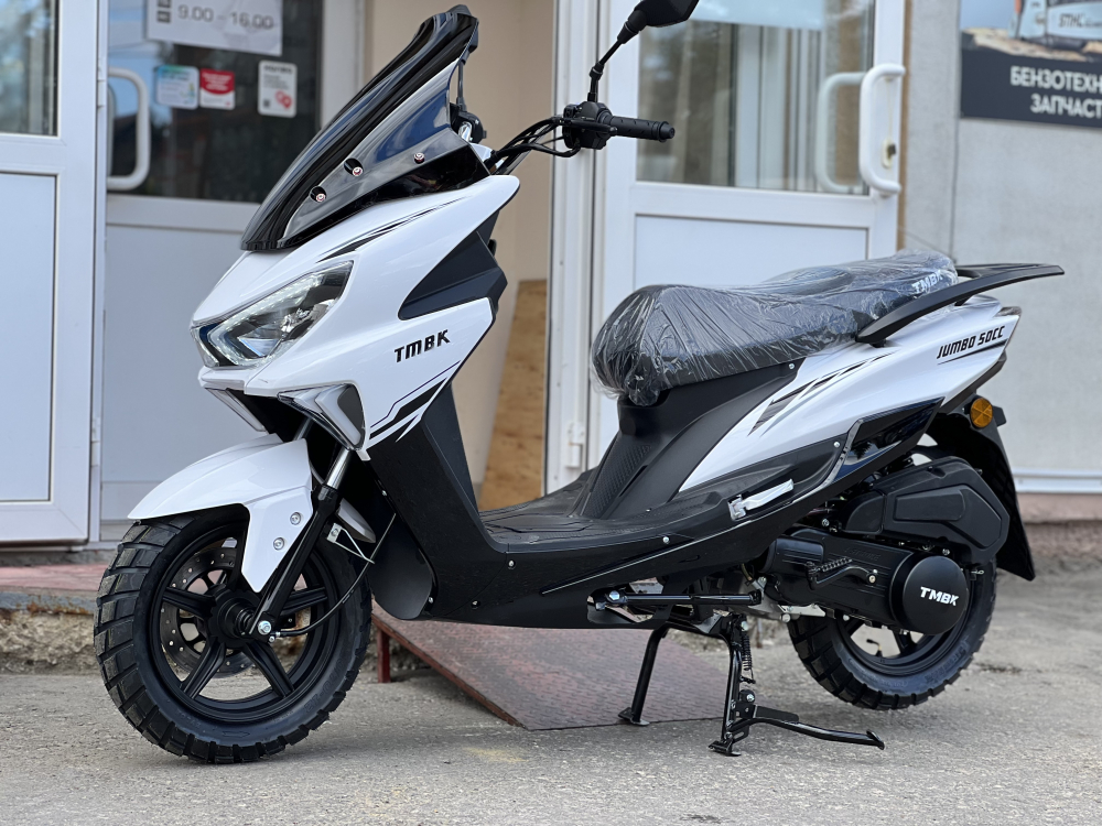 Скутер TMBK SCOOTER JUMBO 50cc (150сс) White Black (Бело-чёрный) МОТОУДАЧА. Магазин мототехники и садового инвентаря с доставкой по всей России