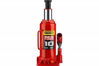 Домкрат STAYER RED FORCE, 10 т, 230 - 460 мм, бутылочный гидравлический домкрат, Professional (43160 МОТОУДАЧА. Магазин мототехники и садового инвентаря с доставкой по всей России