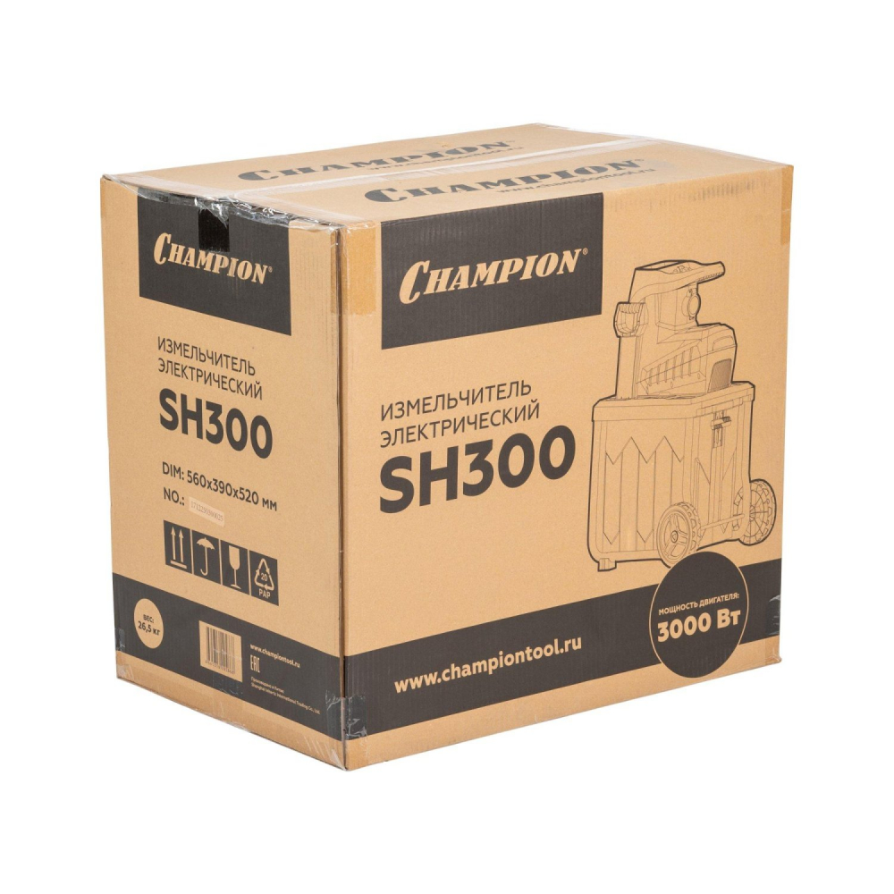 Измельчитель электрический CHAMPION SH300 (3 кВт 45мм 26,6кг 60л) МОТОУДАЧА. Магазин мототехники и садового инвентаря с доставкой по всей России
