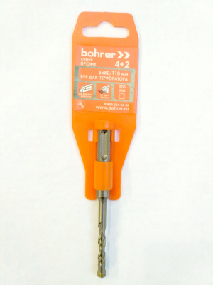 Бур SDS+ Bohrer Стандарт  6х 50/110 (2 резца + 2 спирали) (500/50/5) МОТОУДАЧА. Магазин мототехники и садового инвентаря с доставкой по всей России