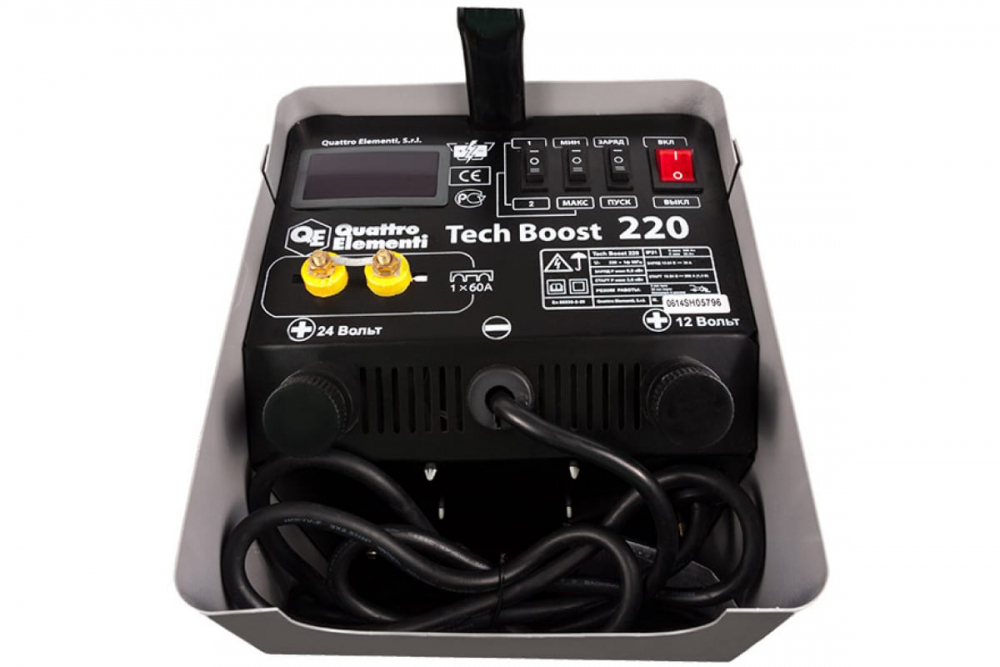Пуско-зарядное устройство QUATTRO ELEMENTI Tech Boost 220 ( 12 / 24 Вольт, заряд до 30А, пуск до 200 МОТОУДАЧА. Магазин мототехники и садового инвентаря с доставкой по всей России