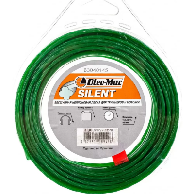 Леска 3.0мм 15м silent (блистер) 112 шт./кор. Oleo-Mac МОТОУДАЧА. Магазин мототехники и садового инвентаря с доставкой по всей России