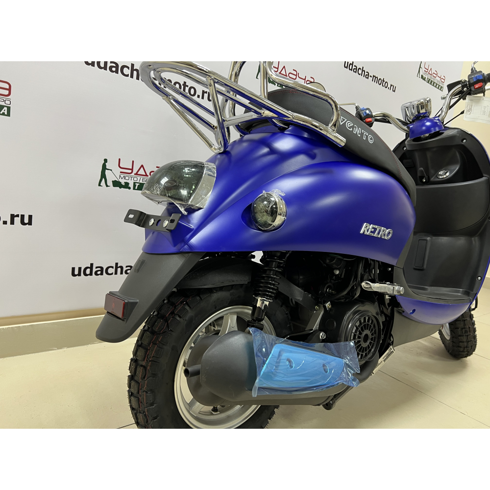 Скутер VENTO RETRO 49cc (150) сигнализация (99кг/100кг) Синий матовый МОТОУДАЧА. Магазин мототехники и садового инвентаря с доставкой по всей России