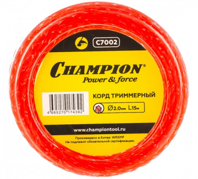 Корд трим.CHAMPION  Twisted Square 2.0мм* 15м (витой квадрат) МОТОУДАЧА. Магазин мототехники и садового инвентаря с доставкой по всей России