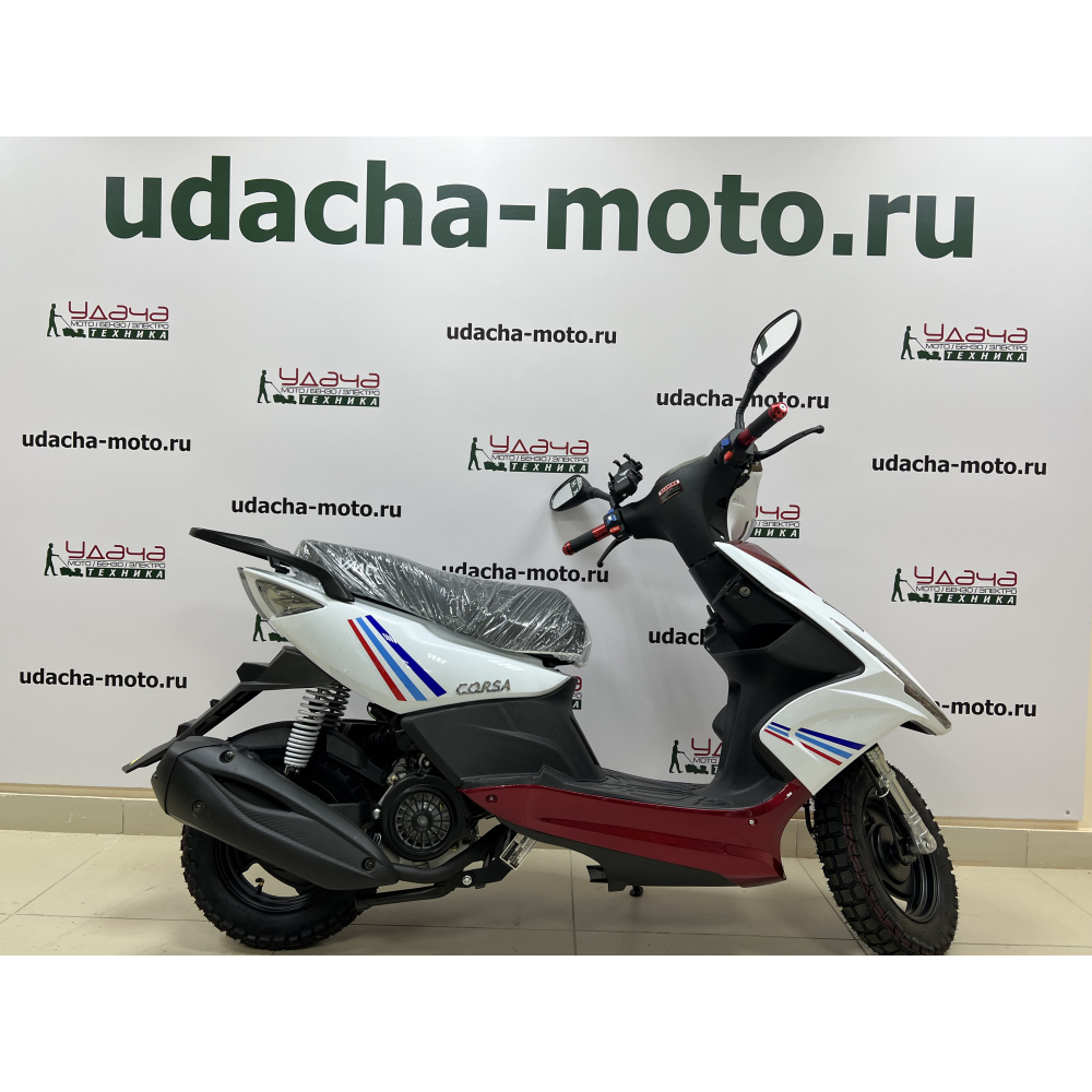 Скутер CORSA BY49QT-2A 49см3 (150) сигнализация Красно-белый МОТОУДАЧА. Магазин мототехники и садового инвентаря с доставкой по всей России
